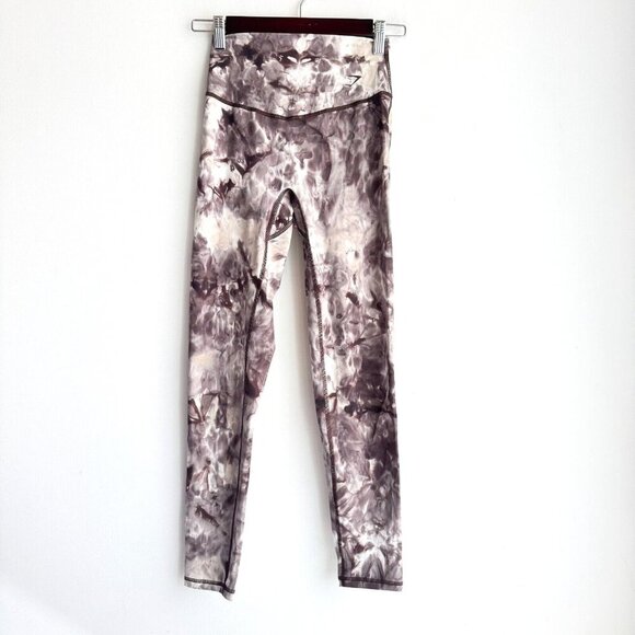 Gymshark Brown White Tie Dye Leggings S - Picture 1 of 7